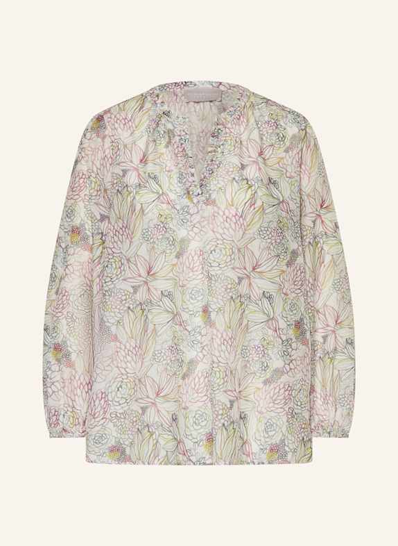 HEMISPHERE LILKIA shirt blouse with silk WHITE/ ROSE/ GREEN