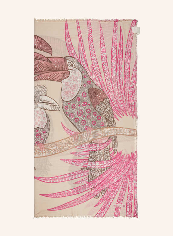 HEMISPHERE Cashmere scarf MUKUQ with silk BEIGE/ PINK/ BROWN