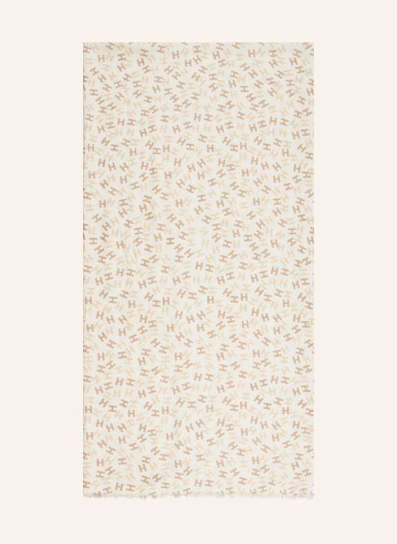 HEMISPHERE Cashmere scarf NIES with silk ECRU/ LIGHT BROWN/ CREAM