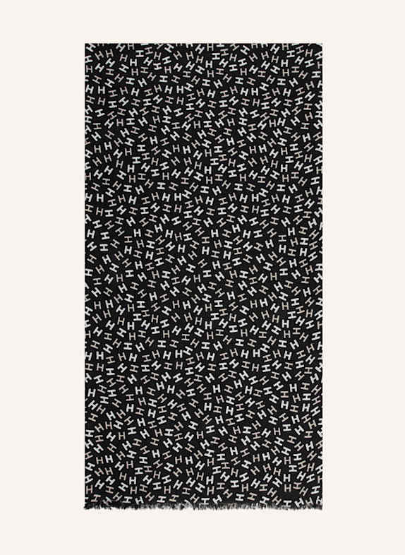 HEMISPHERE Cashmere scarf NIES with silk BLACK/ WHITE