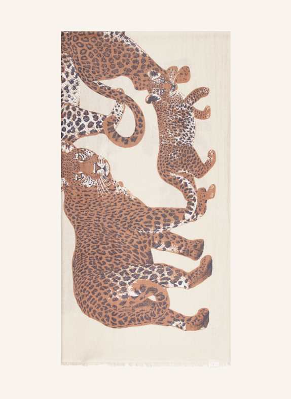 HEMISPHERE MEOS cashmere scarf with silk BEIGE/ BROWN