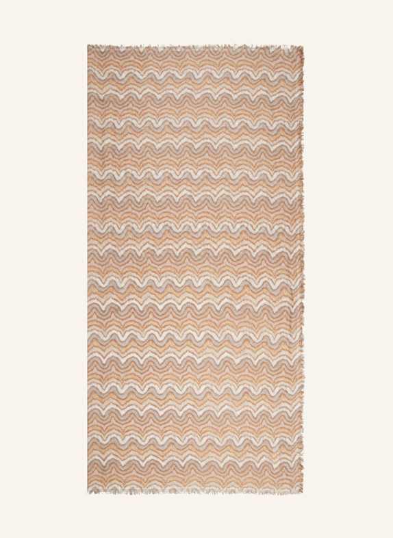 HEMISPHERE Cashmere scarf MELLE with silk BEIGE/ CAMEL/ BLUE GRAY