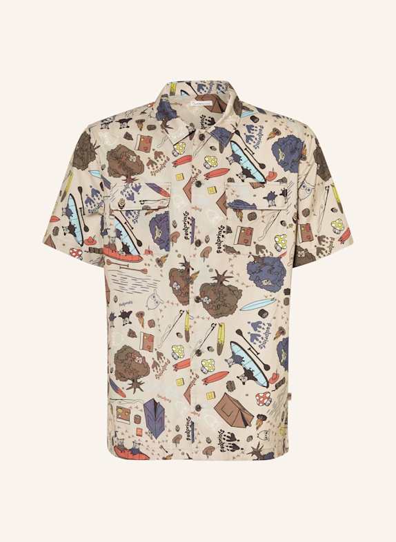 KnowledgeCotton Apparel Resorthemd Regular Fit BEIGE/ DUNKELBLAU/ TÜRKIS