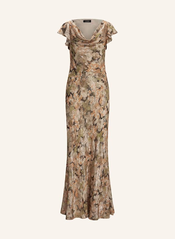 LAUREN RALPH LAUREN Abendkleid mit Volants SILBER/ HELLGRAU/ GRÜN