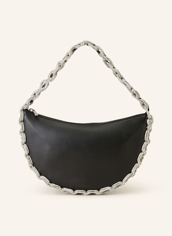 HIBOURAMA Handtasche CLOE mit Schmucksteinen SCHWARZ/ SILBER