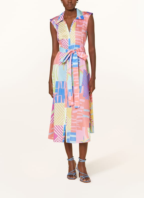 MILANO ITALY Hemdblusenkleid PINK/ ROT/ BLAU