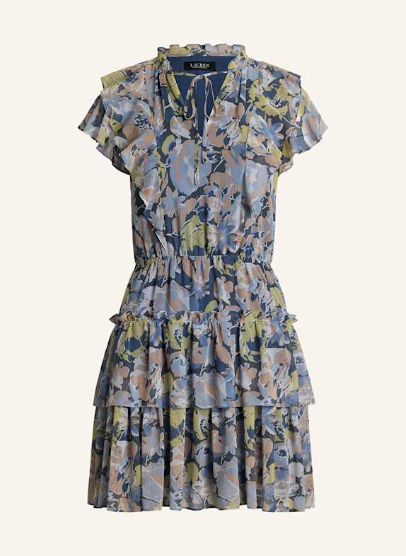 LAUREN RALPH LAUREN Kleid mit Volants und Rüschen BLAU/ HELLBLAU/ ROSÉ