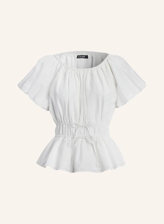 LAUREN RALPH LAUREN Blusentop aus Lochspitze WEISS