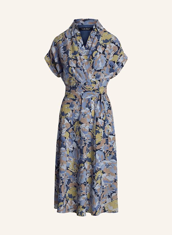 LAUREN RALPH LAUREN Kleid in Wickeloptik BLAU/ HELLBLAU/ BEIGE