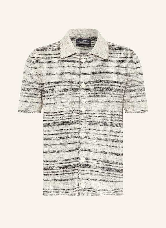 Marc O'Polo Koszula z krótkim rękawem slim fit ECRU/ CZARNY