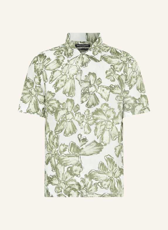 Marc O'Polo Short sleeve shirt regular fit made of linen GREEN/ LIGHT GREEN/ WHITE