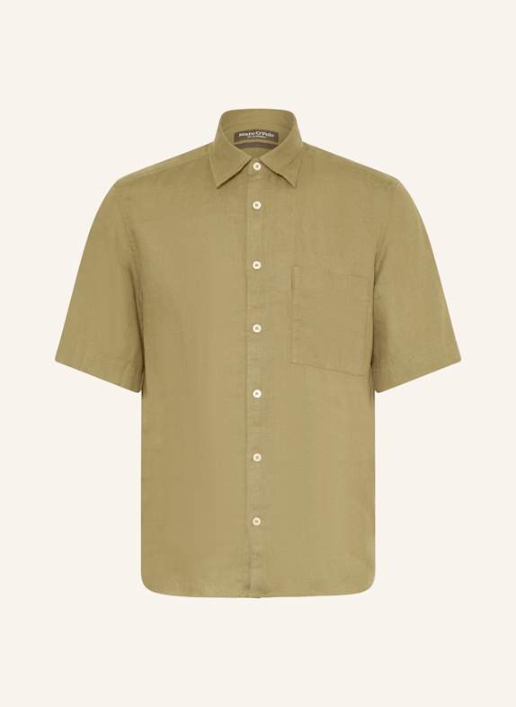 Marc O'Polo Kurzarm-Hemd Regular Fit aus Leinen OLIV