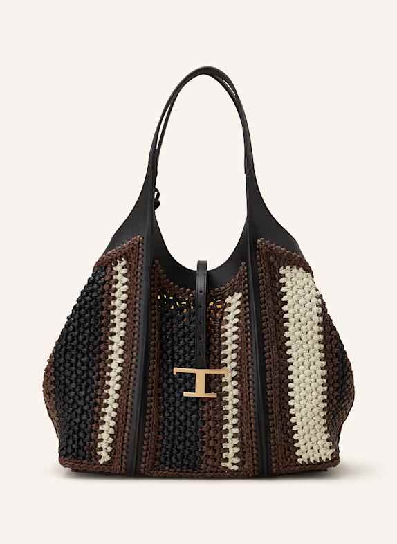 TOD'S Shopper mit Pouch DUNKELBRAUN/ WEISS/ SCHWARZ