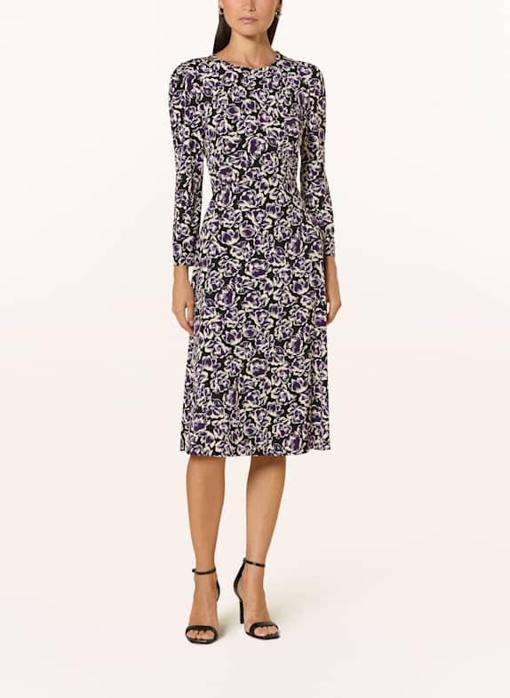 HOBBS Jerseykleid PAIGE mit 3/4-Arm DUNKELLILA/ SCHWARZ/ ECRU