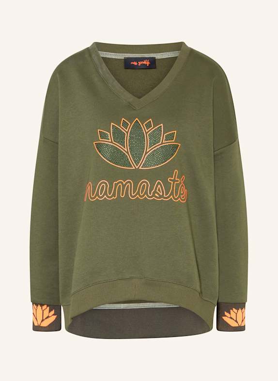 miss goodlife Sweatshirt with sequins OLIVE/ NEON ORANGE