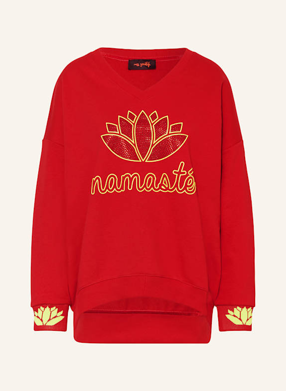 miss goodlife Sweatshirt with decorative gems RED/ NEON YELLOW