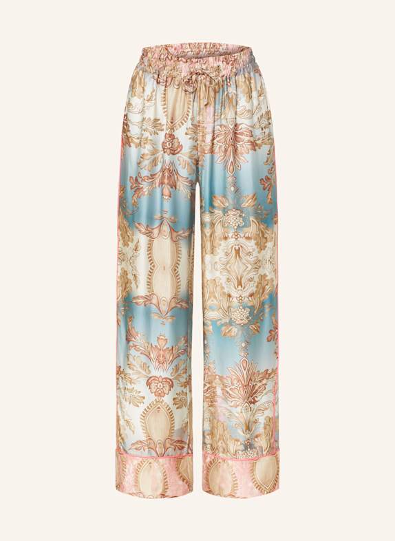 miss goodlife Wide leg trousers in satin BLUE/ BROWN/ ROSE