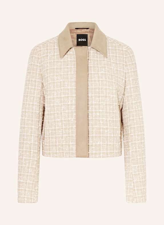 BOSS Kastenjacke JIARIA aus Tweed BEIGE/ CREME