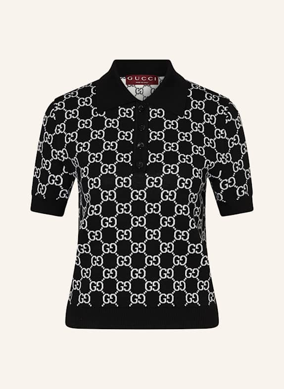 GUCCI Strick-Poloshirt SCHWARZ/ WEISS
