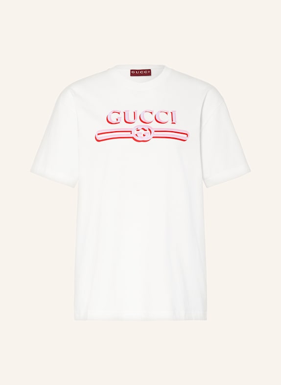 GUCCI T-Shirt WEISS/ ROT/ ROSA