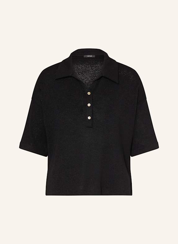 OPUS Strick-Poloshirt SILKAS SCHWARZ