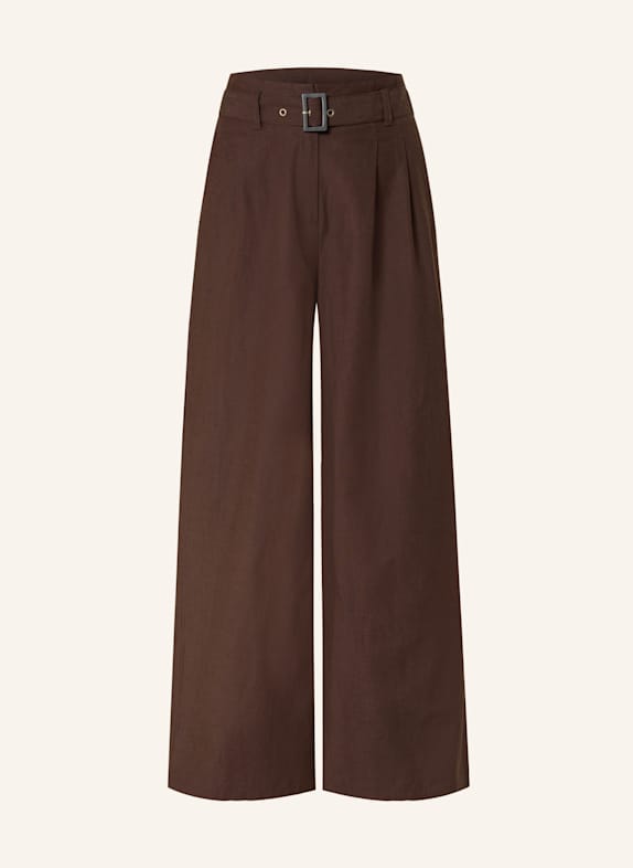 comma Marlenehose mit Leinen DUNKELBRAUN