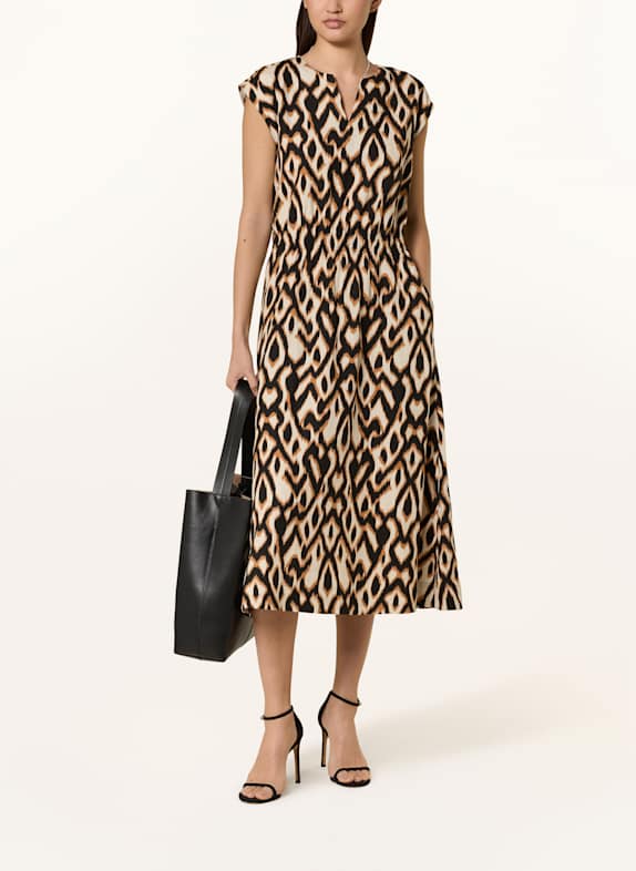 comma Kleid SCHWARZ/ ECRU/ DUNKELORANGE