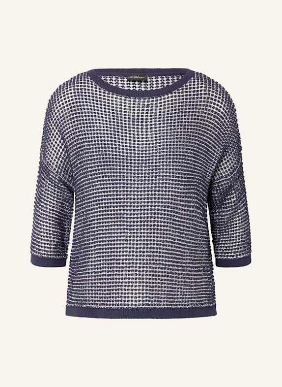 s.Oliver BLACK LABEL Pullover mit 3/4-Arm DUNKELBLAU/ WEISS