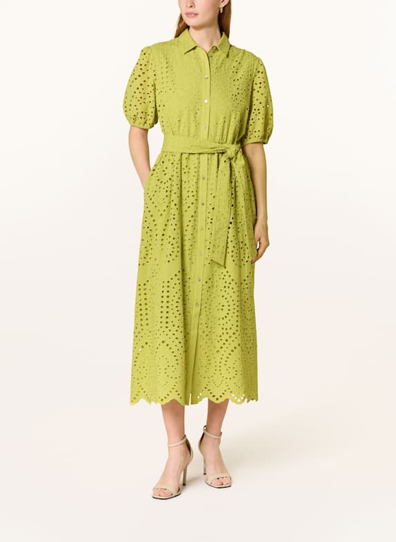 s.Oliver BLACK LABEL Košilové šaty z děrované krajky SVĚTLE ZELENÁ
