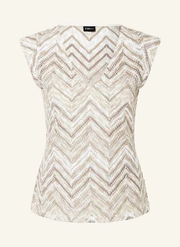 s.Oliver BLACK LABEL Häkelshirt mit Glitzergarn WEISS/ TAUPE/ CREME