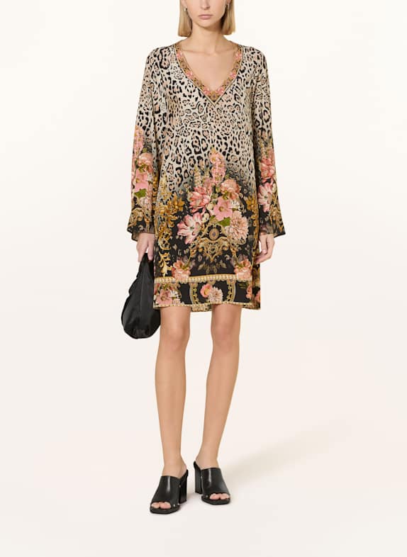 Princess GOES HOLLYWOOD Silk dress with decorative gems BROWN/ GOLD/ ROSE