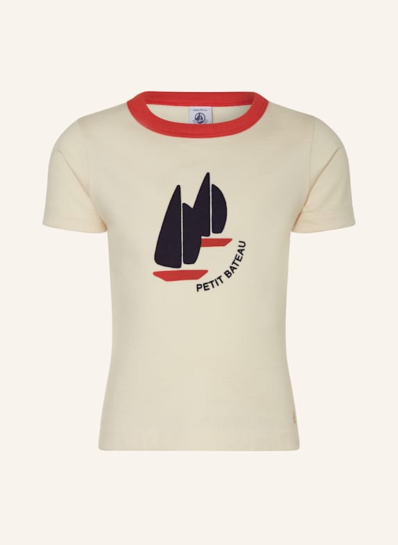 PETIT BATEAU T-Shirt HELLBRAUN/ ROT