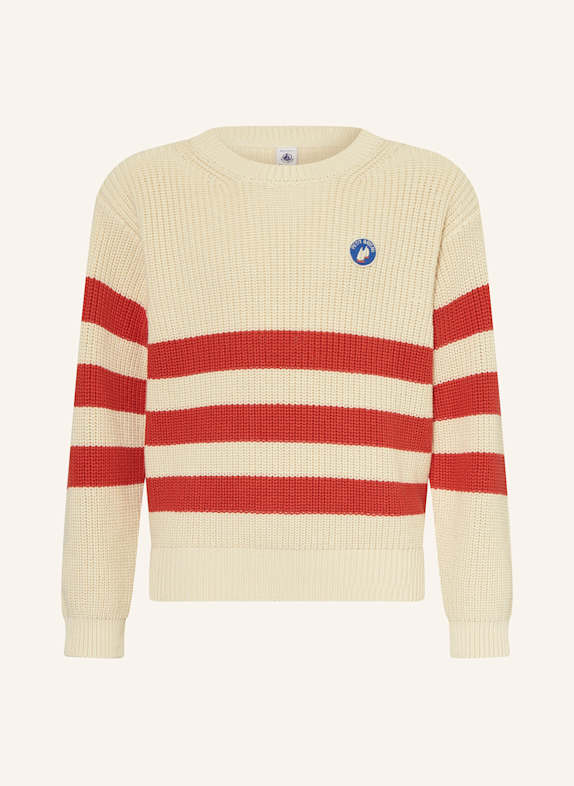 PETIT BATEAU Pullover ECRU/ ROT