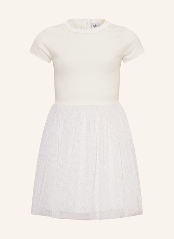 PETIT BATEAU Kleid im Materialmix ECRU/ GOLD