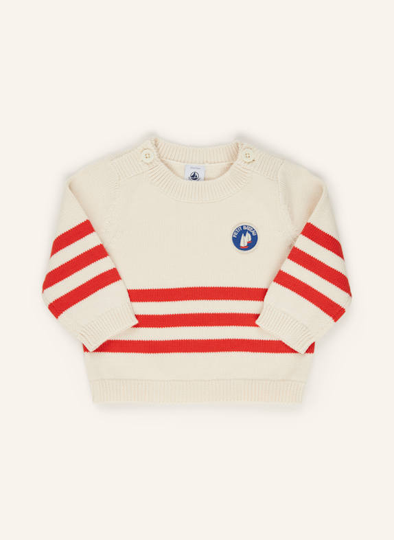 PETIT BATEAU Pullover ECRU/ ROT
