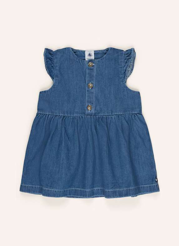 PETIT BATEAU Kleid ROBE in Jeansoptik mit Volants BLAU