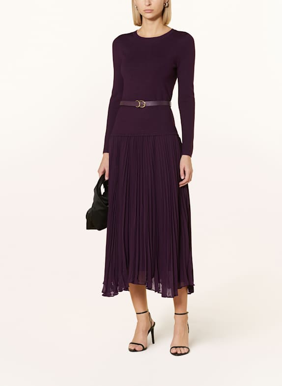 Phase Eight Kleid KAI im Materialmix mit Plissees DUNKELLILA