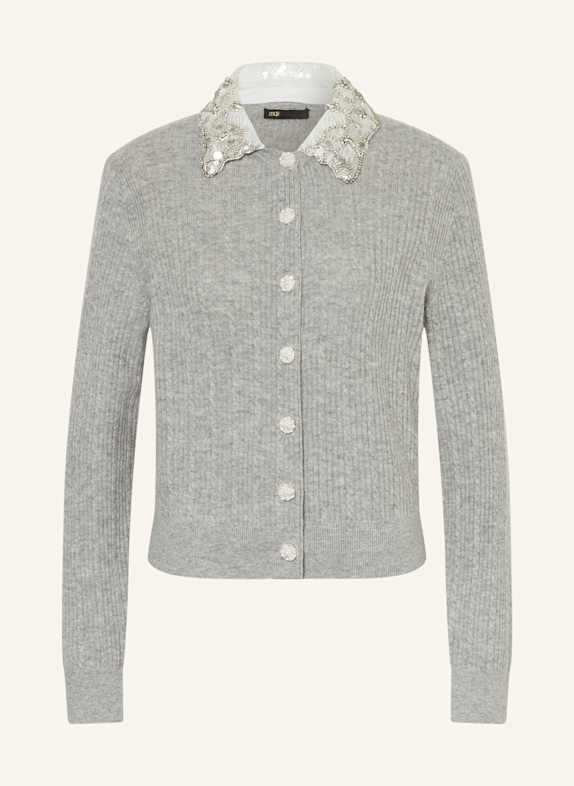 maje Strickjacke mit Schmucksteinen GRAU