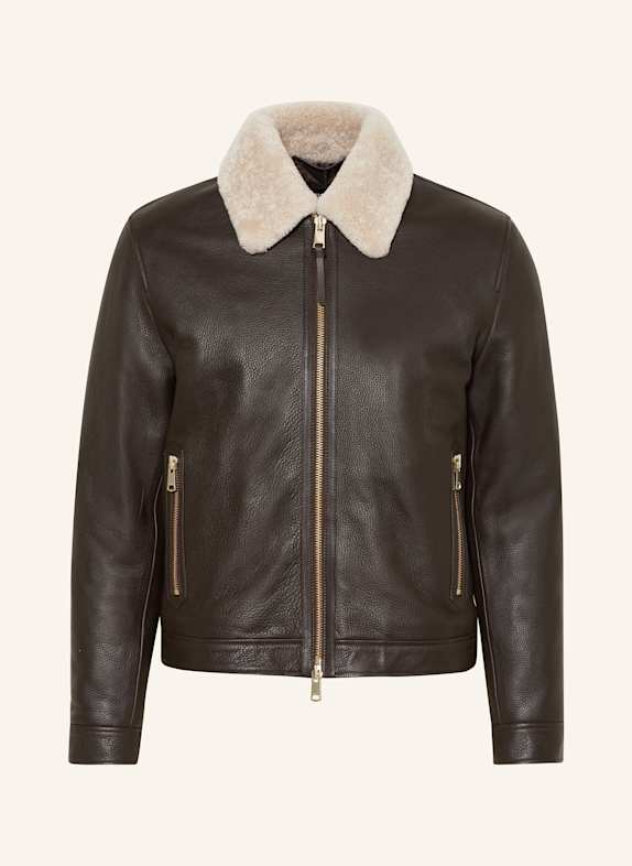 REISS Lederjacke DUNKELBRAUN