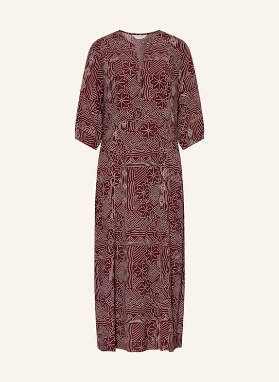 Part Two TITTA dress with 3/4 sleeves DARK RED / WHITE