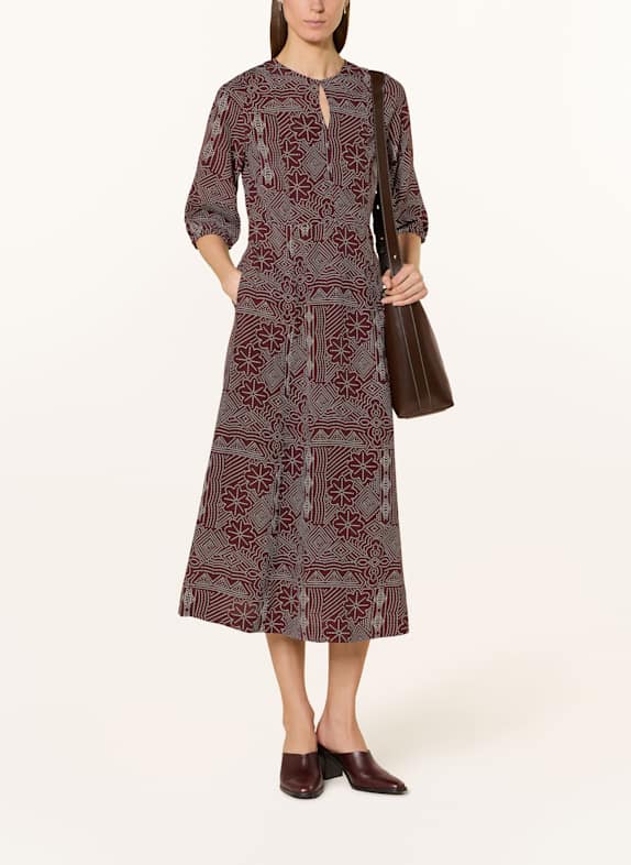 Part Two Šaty TITTA s 3/4 rukávem TMAVĚ ČERVENÁ / BÍLÁ