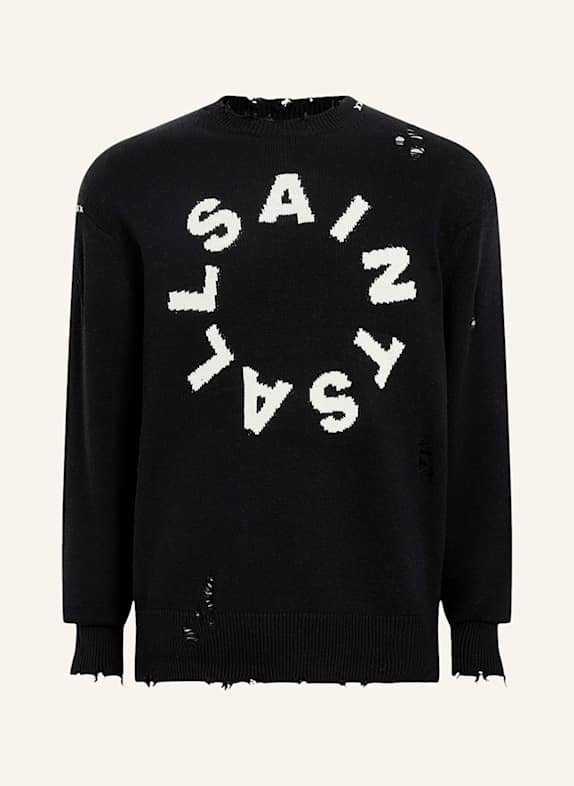ALLSAINTS Pullover DIAGEO CREW DUNKELBLAU/ WEISS