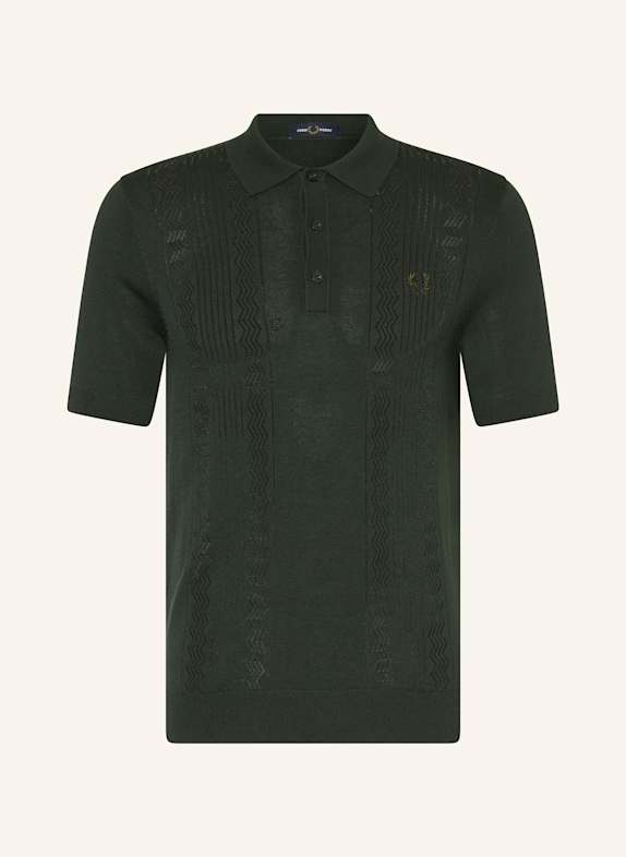 FRED PERRY Koszulka polo z dzianiny CIEMNOZIELONY