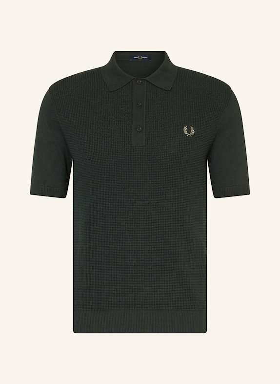 FRED PERRY Koszulka polo z dzianiny CIEMNOZIELONY