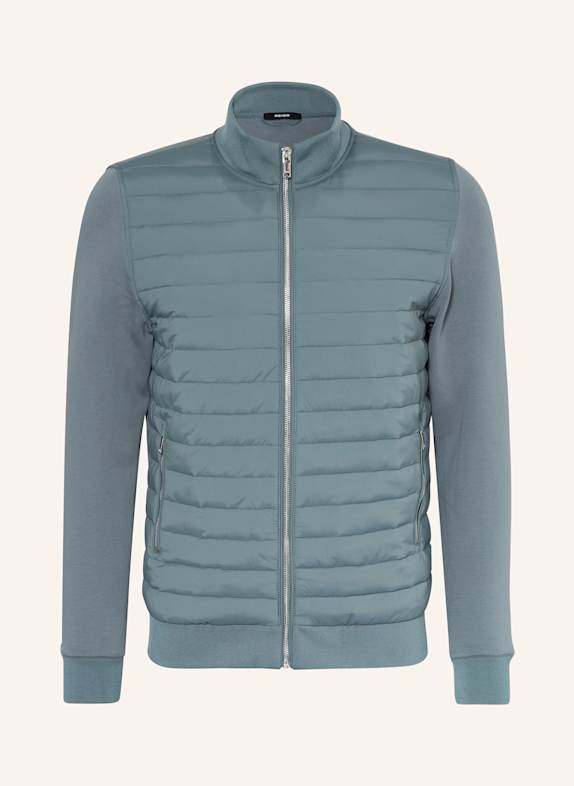 REISS Strickjacke im Materialmix BLAUGRAU