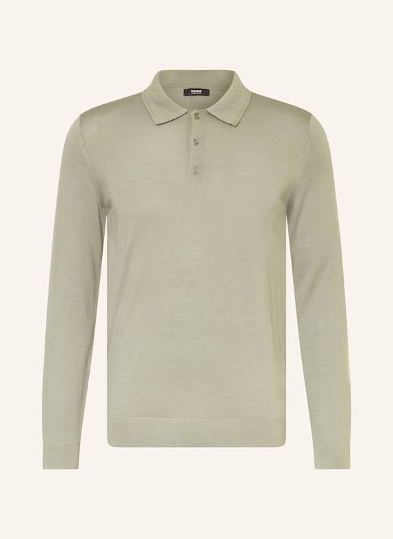 REISS Strick-Poloshirt DUNKELGRÜN