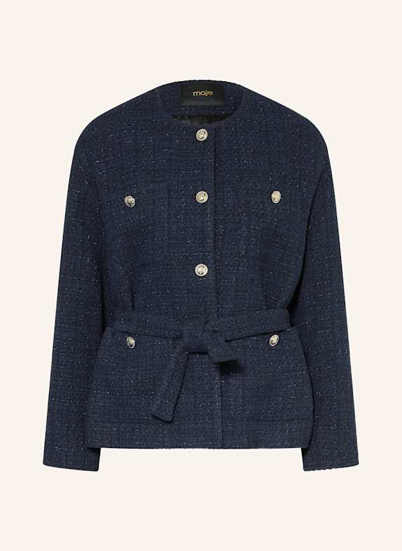 maje Bouclé-Jacke mit Glitzergarn DUNKELBLAU