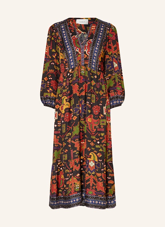 ba&sh Kleid VALLEY mit 3/4-Arm SCHWARZ/ DUNKELROT/ GRÜN