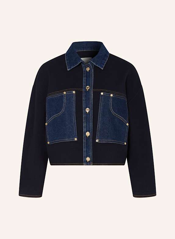 SANDRO Strickjacke im Materialmix DUNKELBLAU/ BLAU