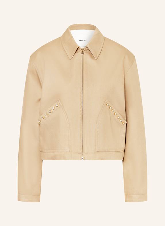 SANDRO Jacke mit Schmucksteinen BEIGE